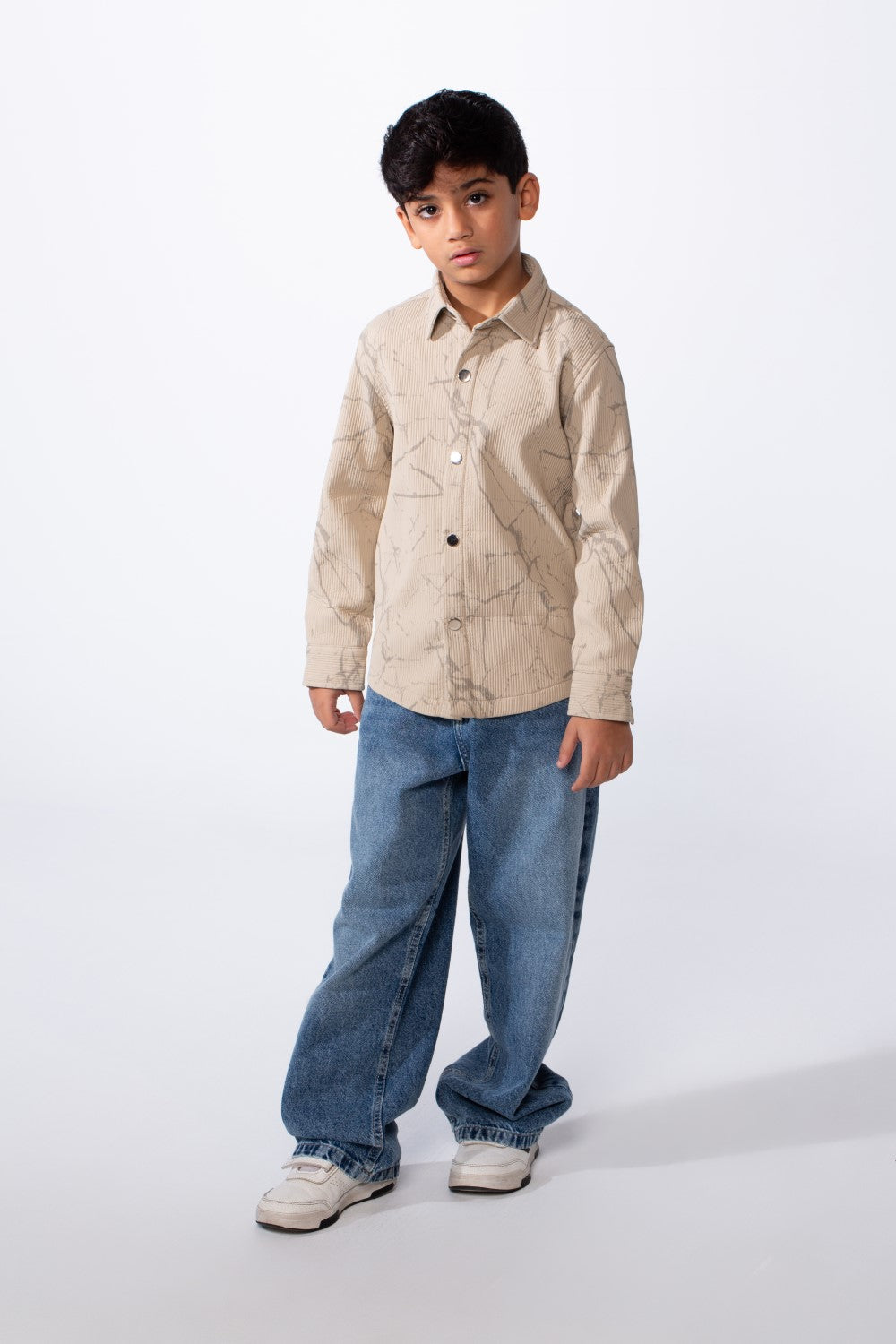 Boy’s Modern Marble Design Button-Up Jakar Slim Fit Shirt