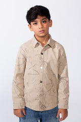 Boy’s Modern Marble Design Button-Up Jakar Slim Fit Shirt
