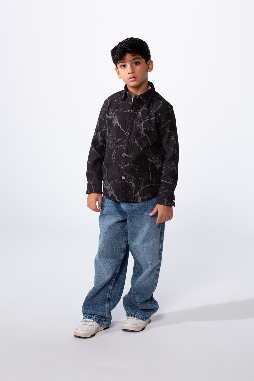 Boy’s Modern Marble Design Button-Up Jakar Slim Fit Shirt