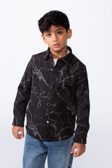 Boy’s Modern Marble Design Button-Up Jakar Slim Fit Shirt