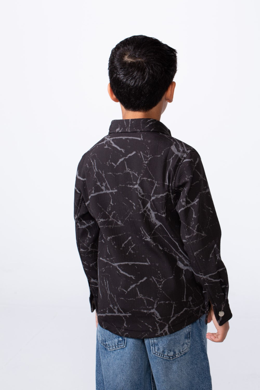 Boy’s Modern Marble Design Button-Up Jakar Slim Fit Shirt