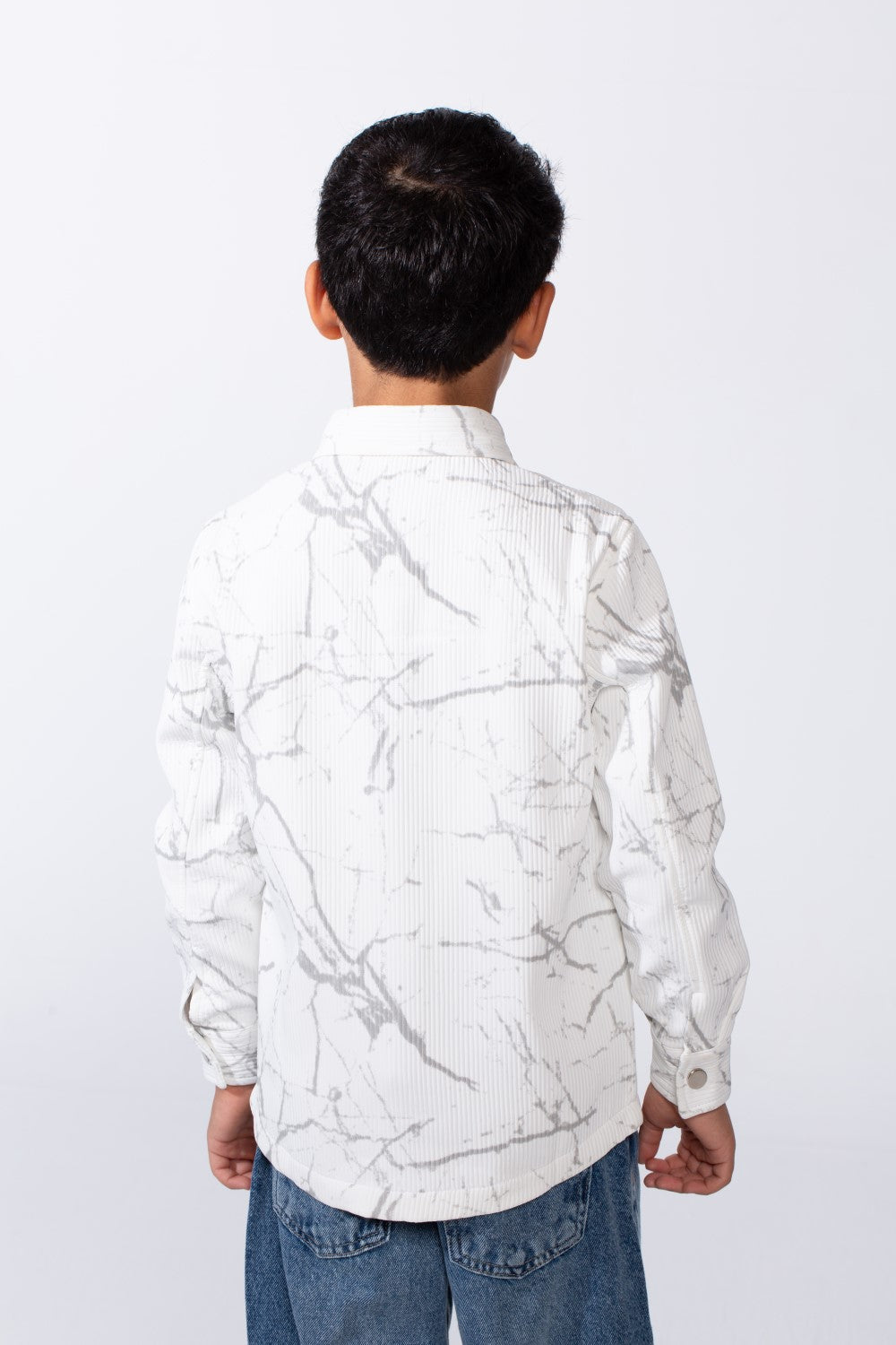 Boy’s Modern Marble Design Button-Up Jakar Slim Fit Shirt