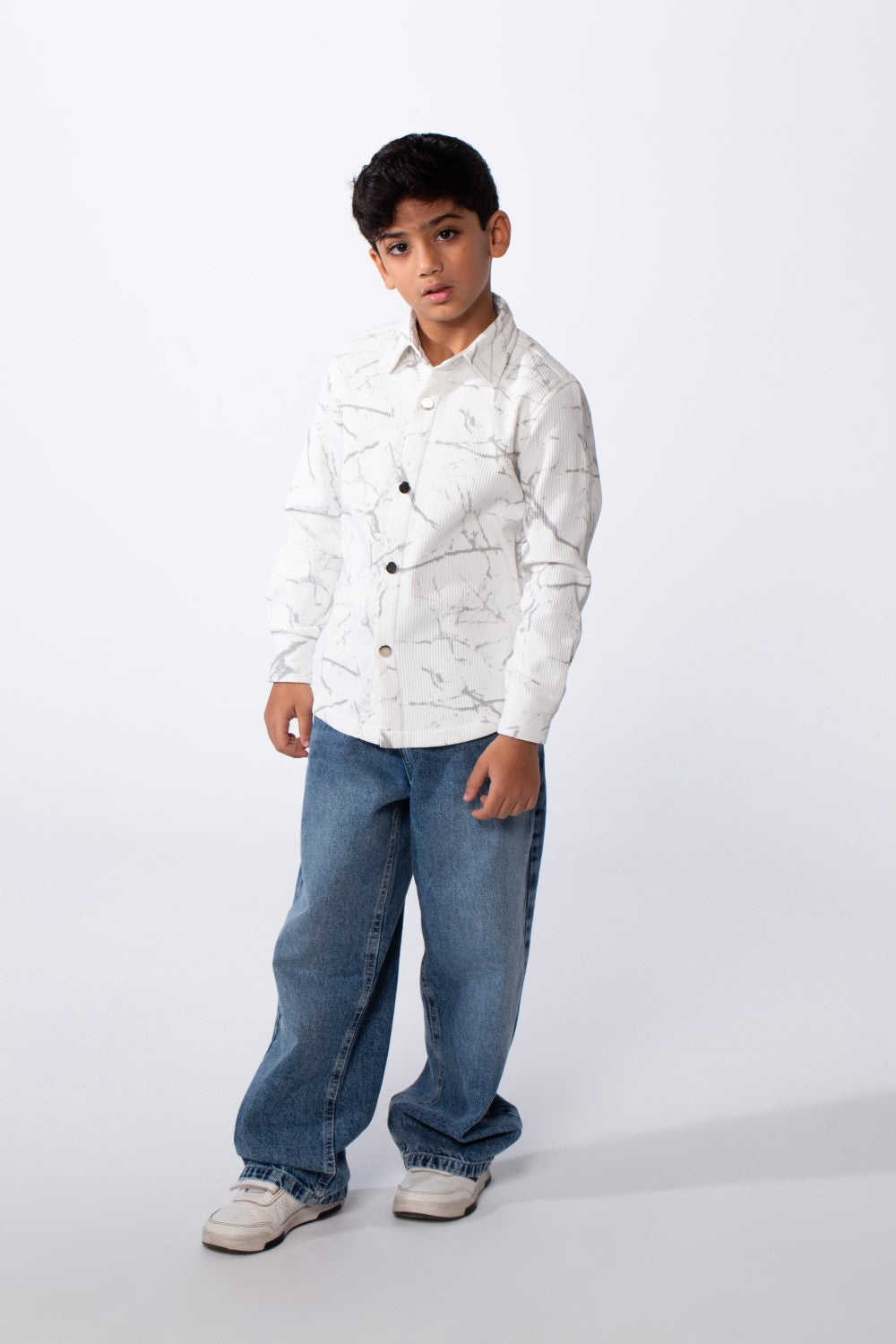 Boy’s Modern Marble Design Button-Up Jakar Slim Fit Shirt