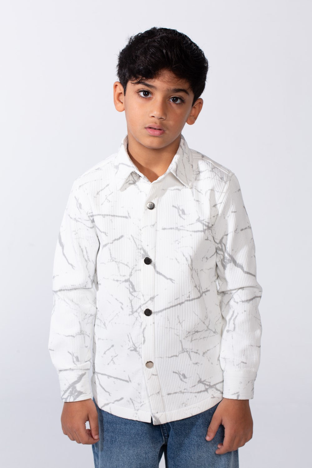 Boy’s Modern Marble Design Button-Up Jakar Slim Fit Shirt