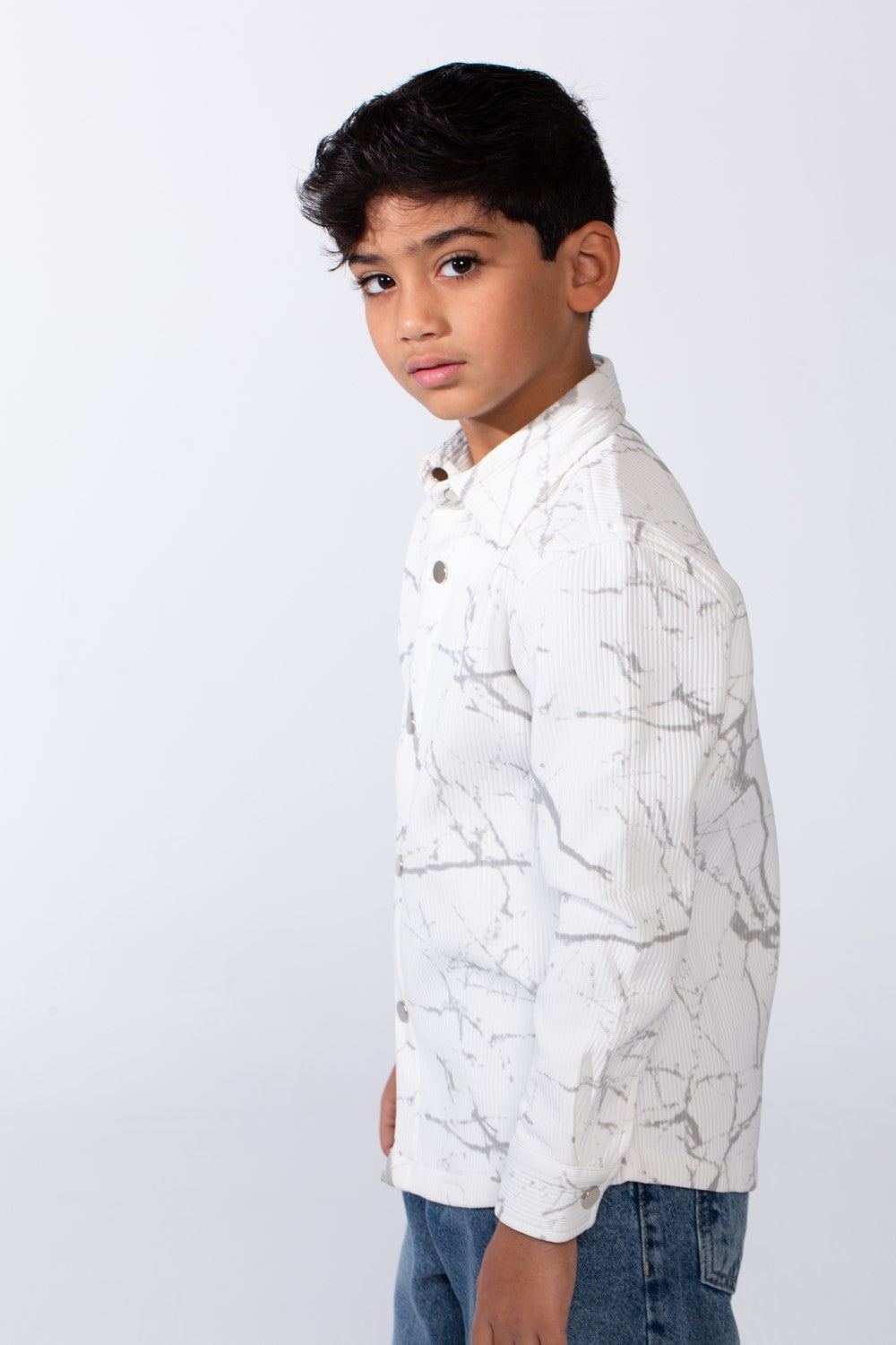 Boy’s Modern Marble Design Button-Up Jakar Slim Fit Shirt