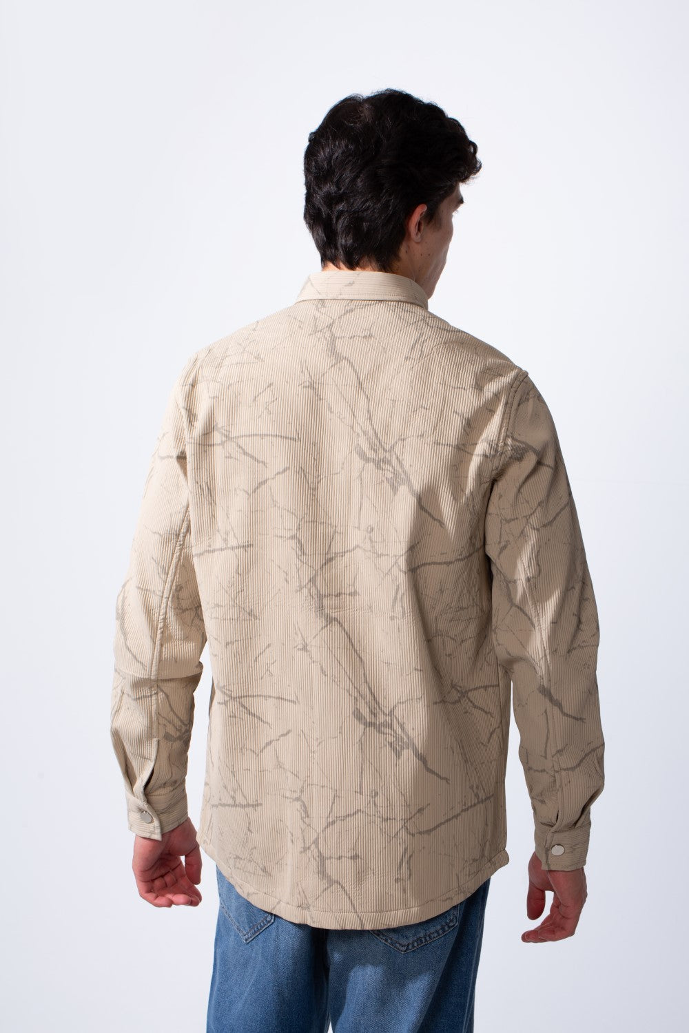 Men's Long Sleeve Classic Neck Jakar Unique Marble Pattern Regular Fit Textured Casual Shirt