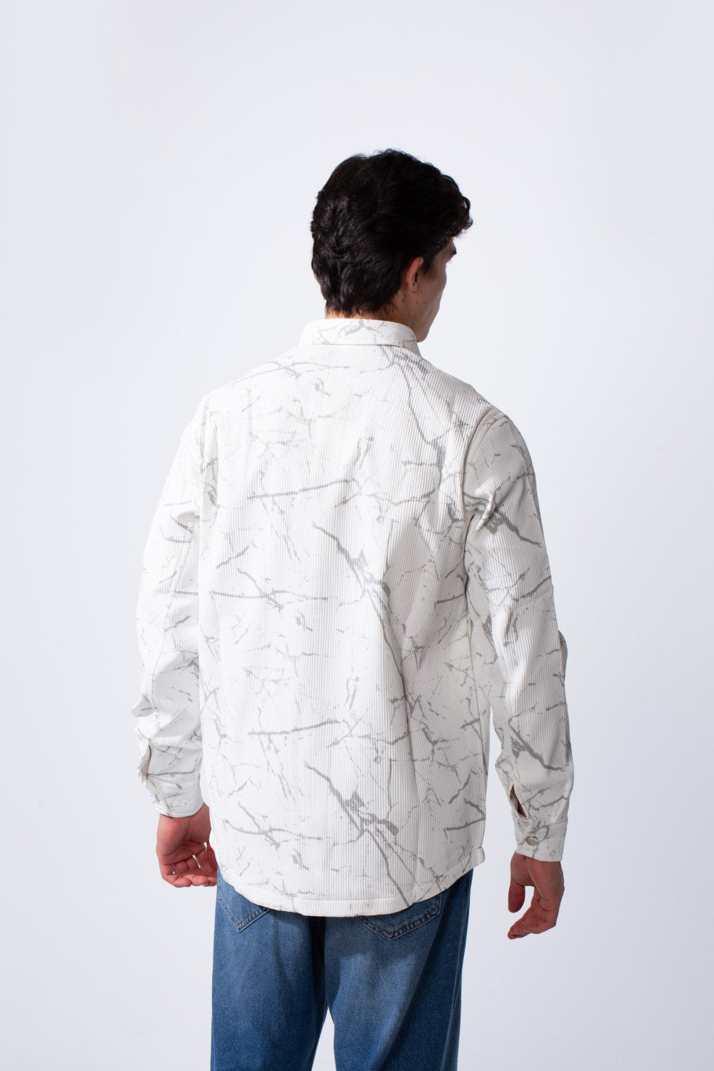 Men's Long Sleeve Classic Neck Jakar Unique Marble Pattern Regular Fit Textured Casual Shirt