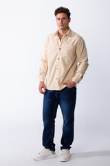 Men’s Classic Spread Collar Ribbed Texture Relaxed Button-Down Front Single Chest Pocket Regular Fit Velvet Shirt