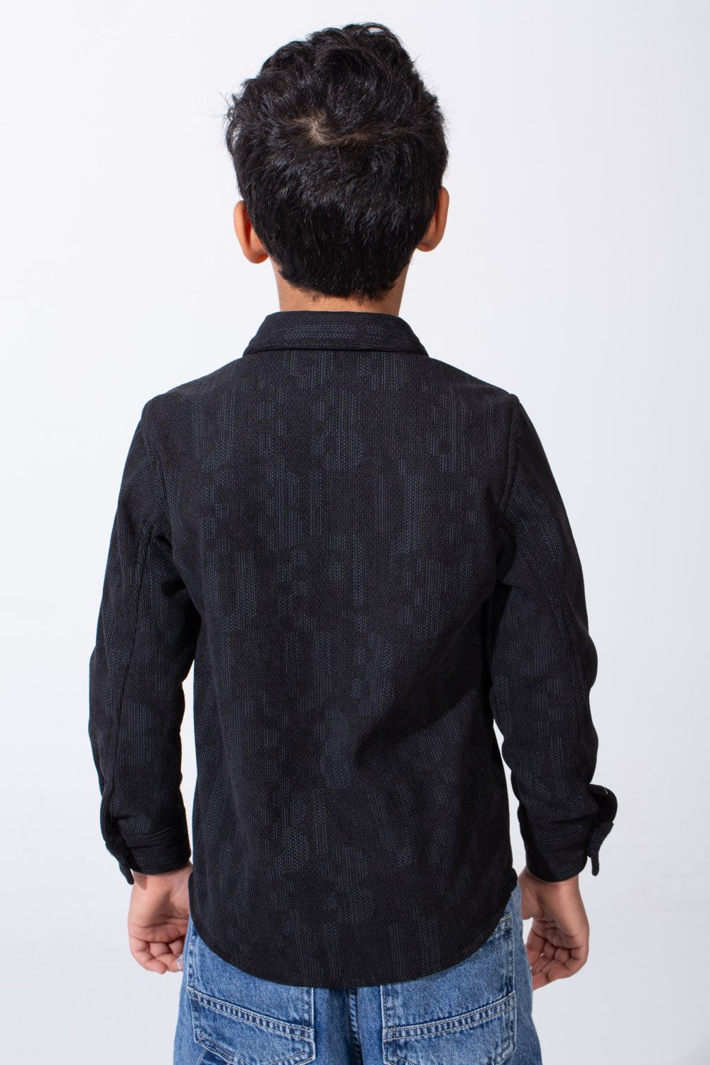 قميص صبيان ضيق Slim Fit بأكمام طويلة، كلاسيكي، بنسيج محكم وأزرار