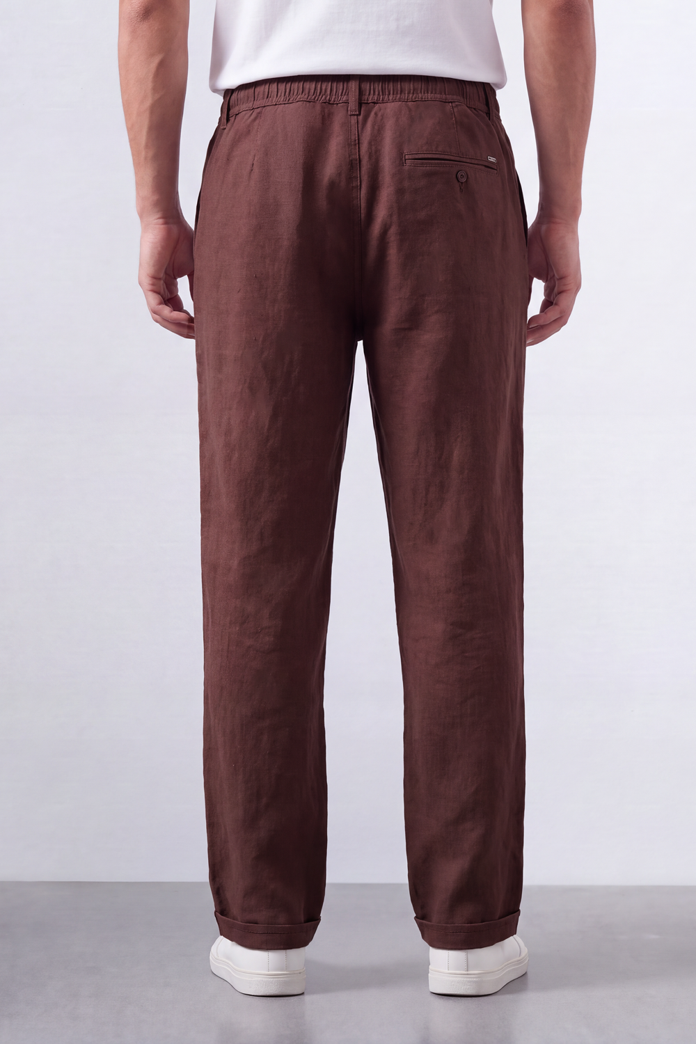 Men's Tomato Store Oversized Linen Casual Pants With Elastic Drawstring Waist And Cuffed Hem