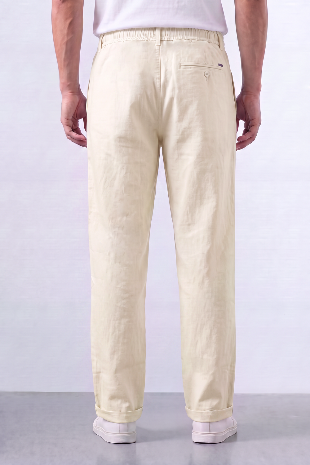 Men's Tomato Store Oversized Linen Casual Pants With Elastic Drawstring Waist And Cuffed Hem