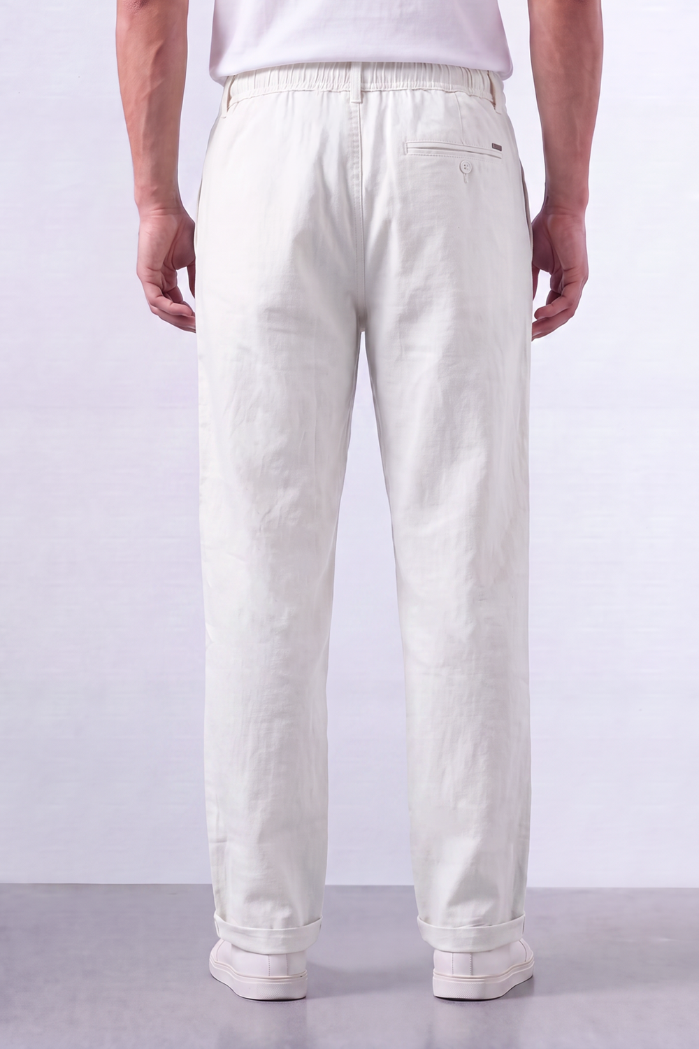 Men's Tomato Store Oversized Linen Casual Pants With Elastic Drawstring Waist And Cuffed Hem