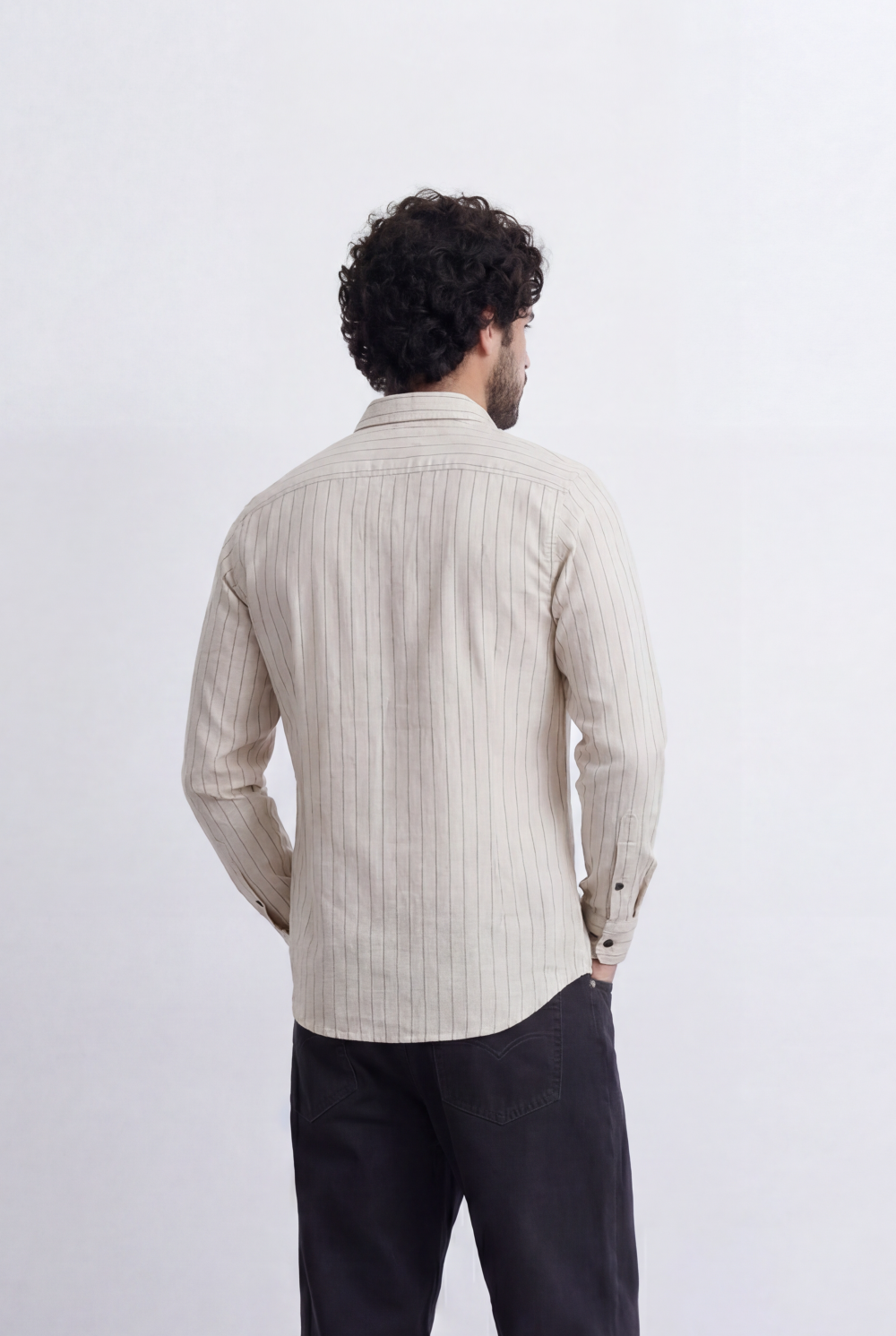 Men’s Tomato Store Slim Stripe Shirt Contrast Button Detail Vertical Line Pattern