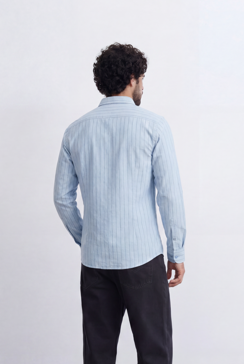 Men’s Tomato Store Slim Stripe Shirt Contrast Button Detail Vertical Line Pattern