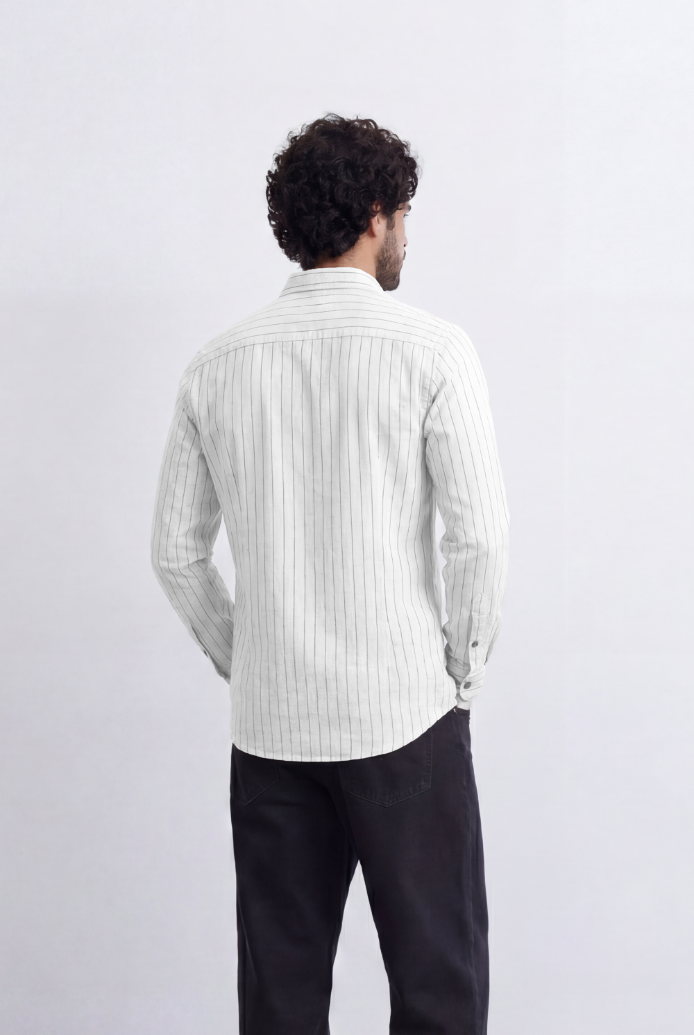 Men’s Tomato Store Slim Stripe Shirt Contrast Button Detail Vertical Line Pattern
