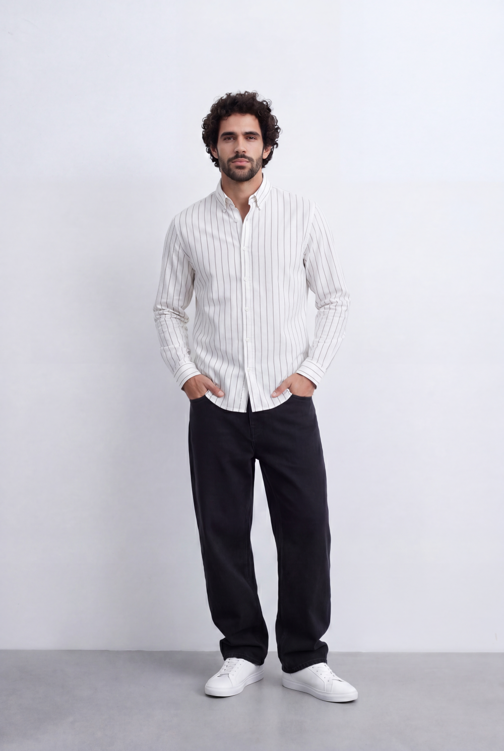 Men's Regular Fit Vertical Stripe Shirt Refined Long Sleeve Design for a Polished Everyday Appearance Tomato Store
