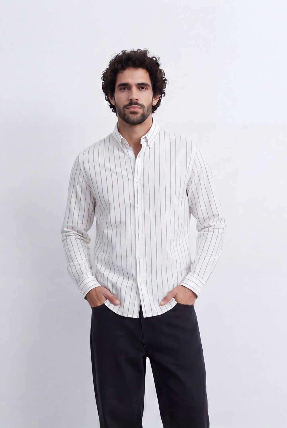 Men's Regular Fit Vertical Stripe Shirt Refined Long Sleeve Design for a Polished Everyday Appearance Tomato Store