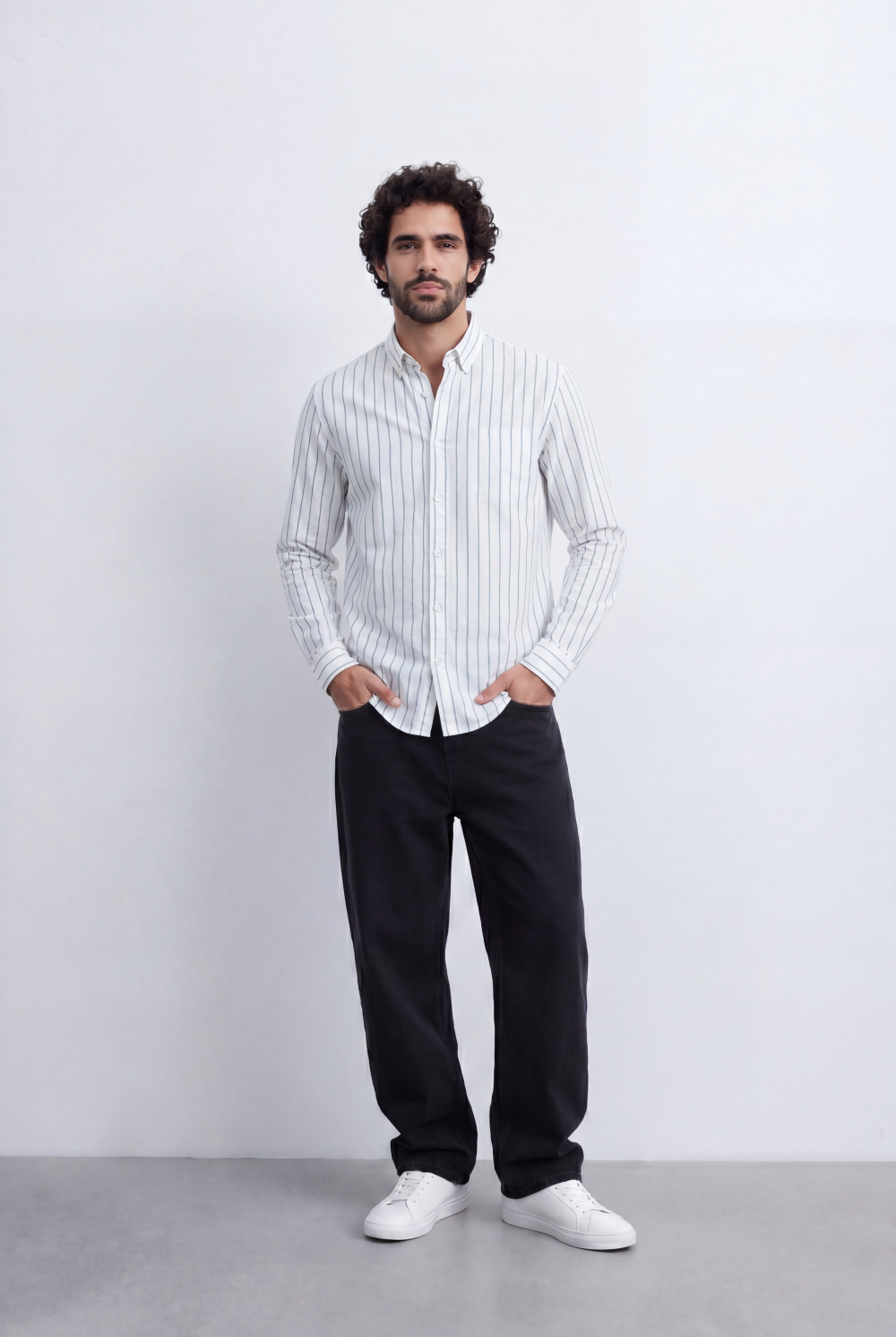 Men's Regular Fit Vertical Stripe Shirt Refined Long Sleeve Design for a Polished Everyday Appearance Tomato Store