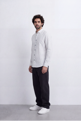 Men’s Tomato Store Refined Pinstripe Essential Crisp Linear Design Elevated Button Front