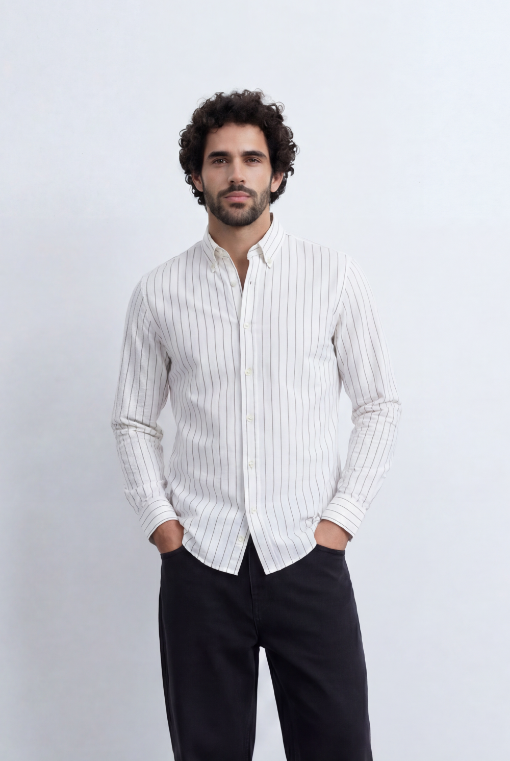 Men’s Tomato Store Refined Pinstripe Essential Crisp Linear Design Elevated Button Front
