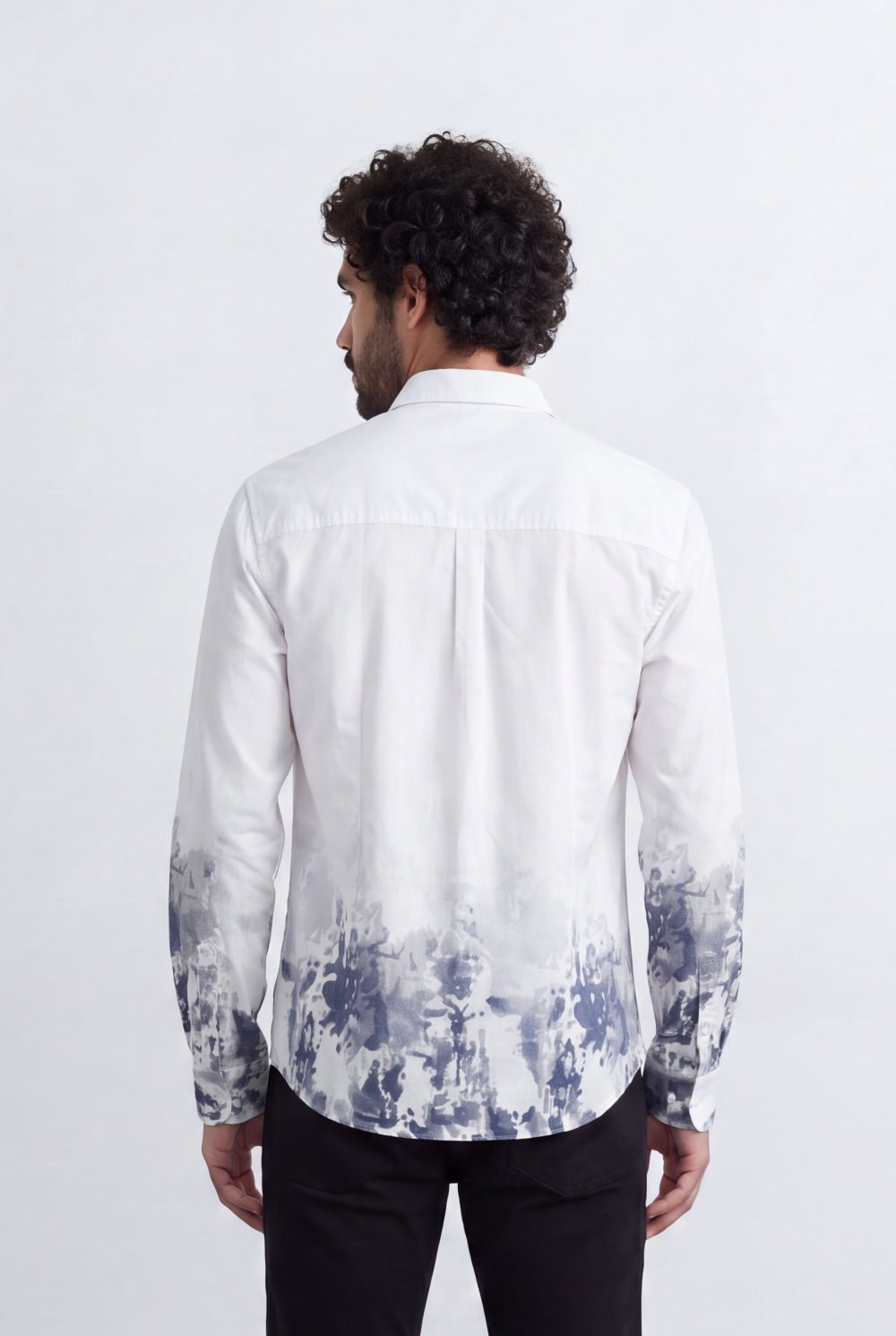 Men's Tomato Store Shirt Regular Fit Abstract Dip-Dye Print Dual Flap Chest Pockets