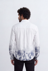 Men's Tomato Store Shirt Regular Fit Abstract Dip-Dye Print Dual Flap Chest Pockets