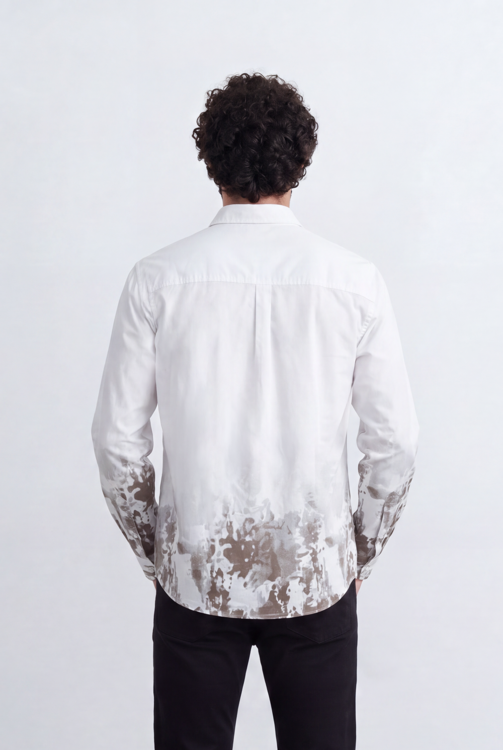 Men's Tomato Store Shirt Regular Fit Abstract Dip-Dye Print Dual Flap Chest Pockets