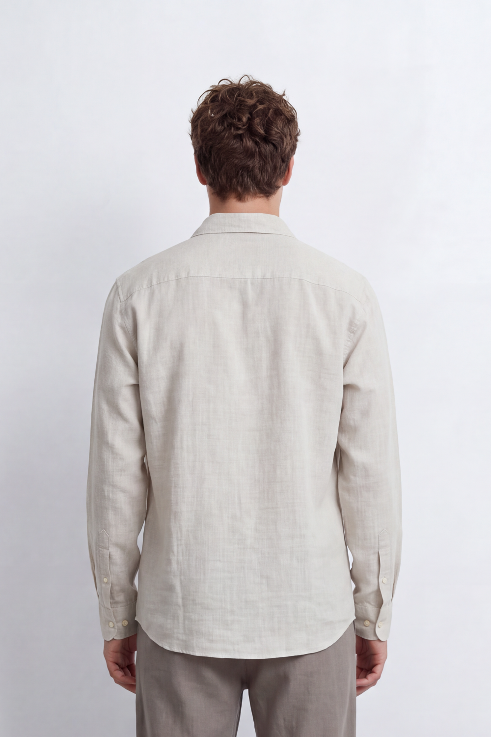 Men's Tomato Store Summer Linen Blend Shirt Natural Woven Texture Long Sleeve Regular Fit