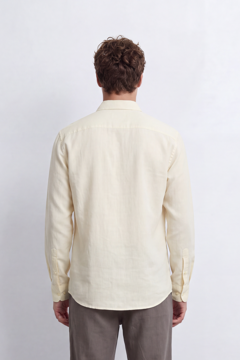 Men's Tomato Store Summer Linen Blend Shirt Natural Woven Texture Long Sleeve Regular Fit