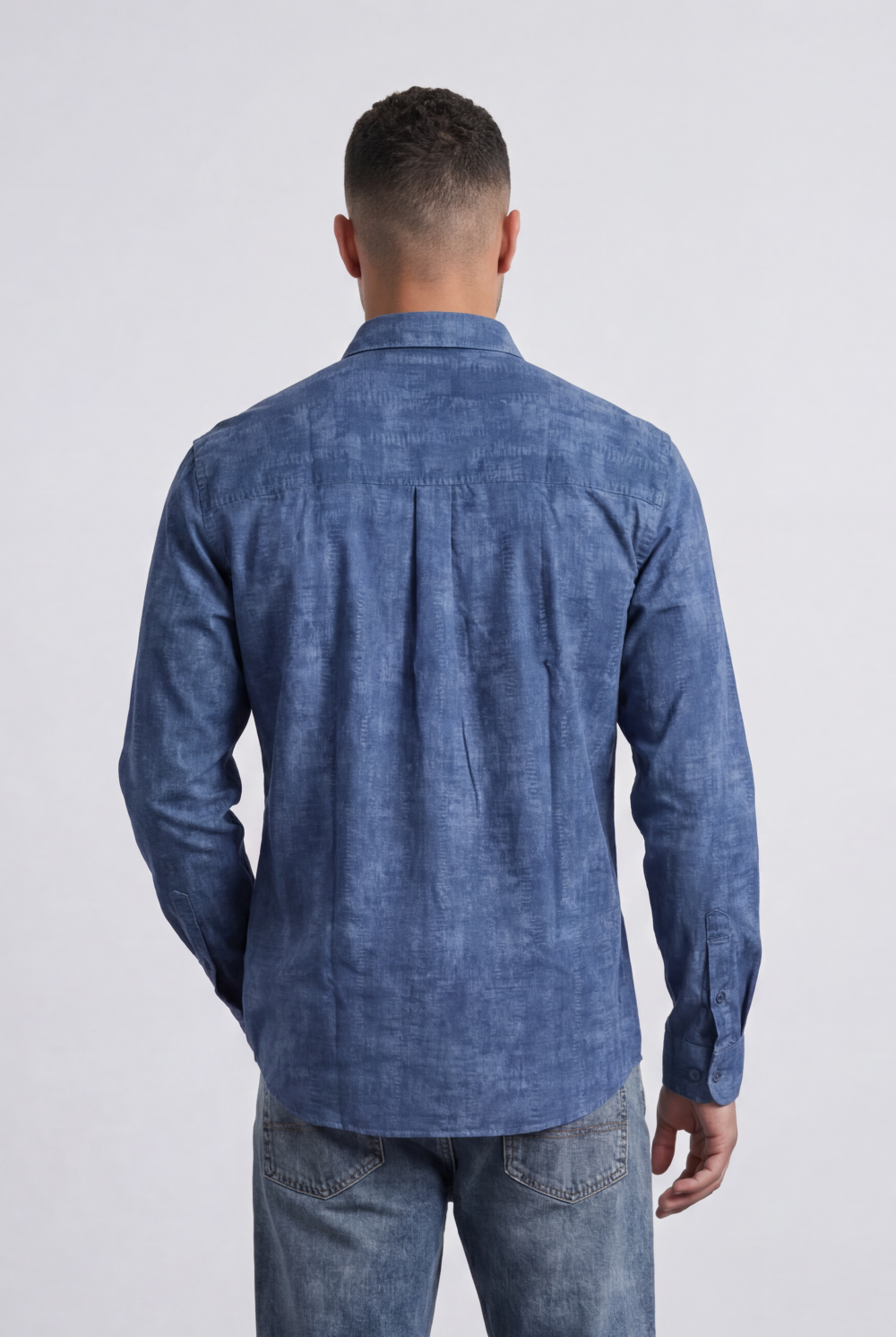 Men’s Tomato Store Vintage Slub Shirt Chest Pocket Washed Chambray Texture Faded Cloudy Surface Regular Fit