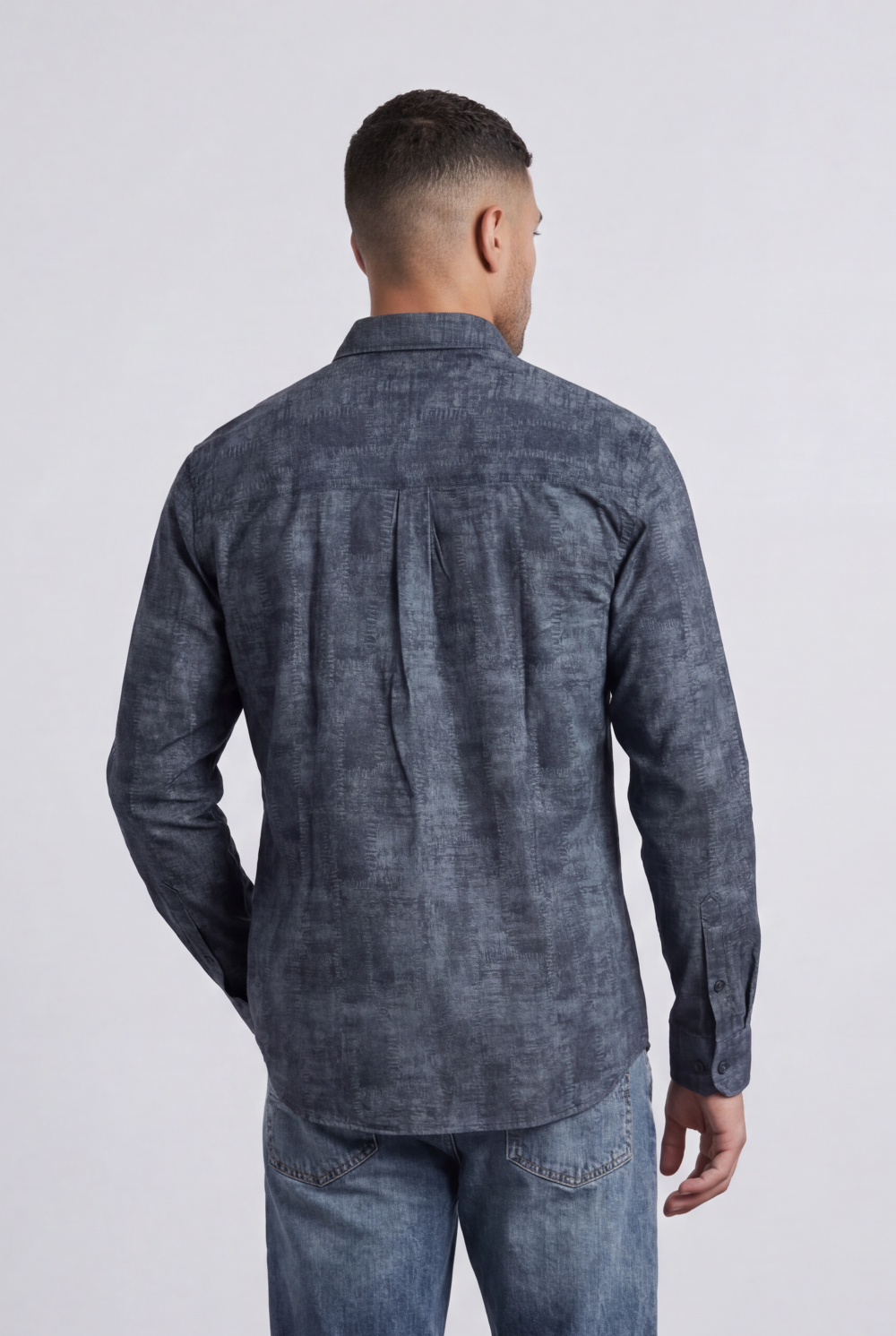Men’s Tomato Store Vintage Slub Shirt Chest Pocket Washed Chambray Texture Faded Cloudy Surface Regular Fit