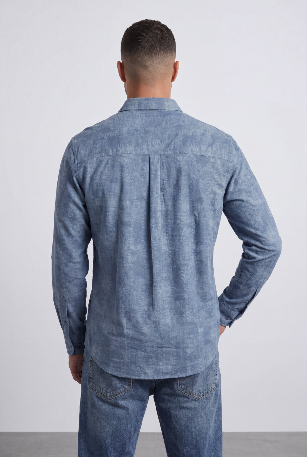 Men’s Tomato Store Vintage Slub Shirt Chest Pocket Washed Chambray Texture Faded Cloudy Surface Regular Fit