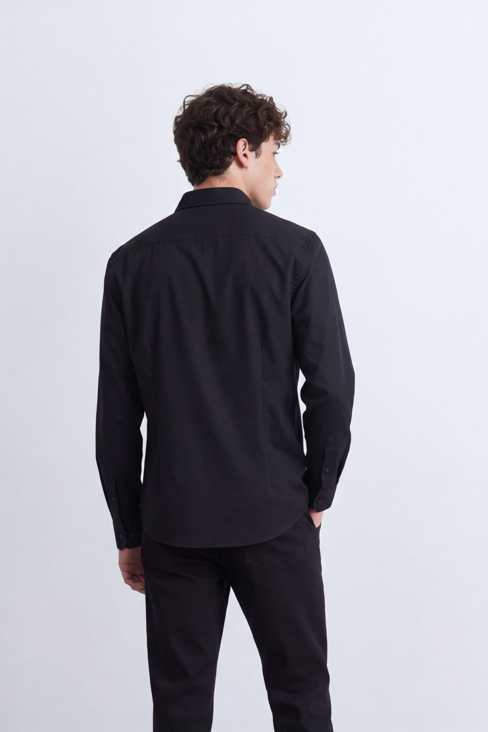 Men's Tomato Store Soft Woven Shirt Open Collar Long Sleeve Button Front Clean Minimal Design Regular Fit