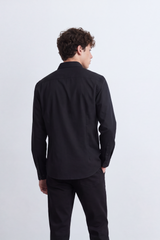 Men's Tomato Store Soft Woven Shirt Open Collar Long Sleeve Button Front Clean Minimal Design Regular Fit