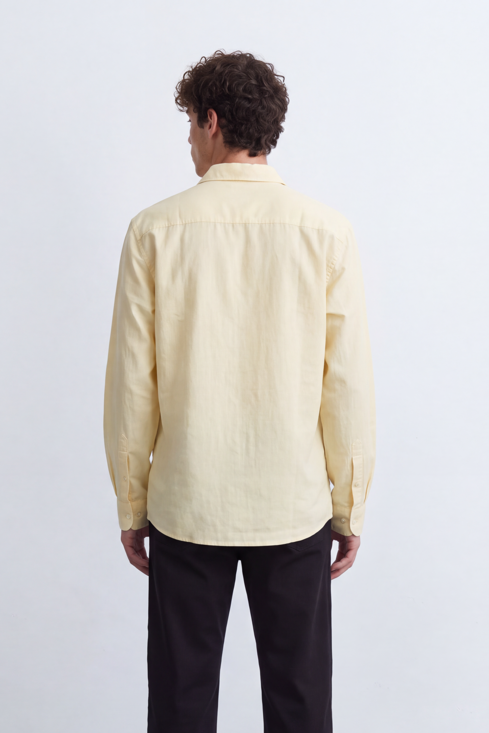 Men's Tomato Store Soft Woven Shirt Open Collar Long Sleeve Button Front Clean Minimal Design Regular Fit