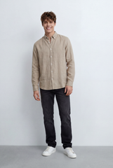 Men’s Regular Fit Shirt Button Down Collar Long Sleeves Tailored Crafted From Breathable Fabric