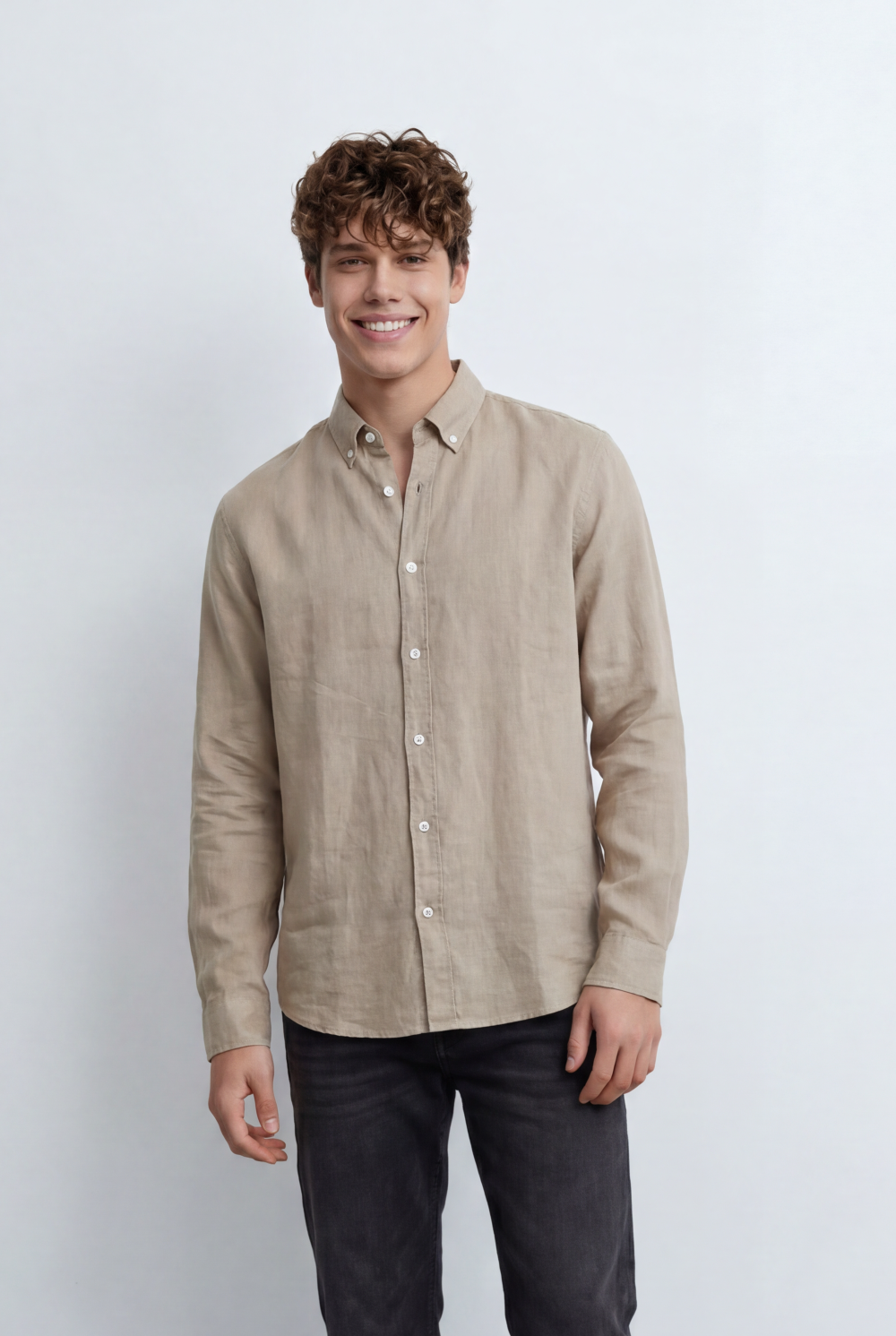 Men’s Regular Fit Shirt Button Down Collar Long Sleeves Tailored Crafted From Breathable Fabric