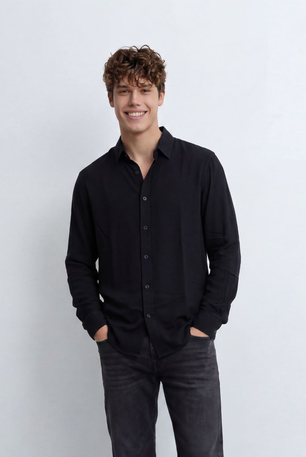 Men’s Regular Fit Shirt Button Down Collar Long Sleeves Tailored Crafted From Breathable Fabric