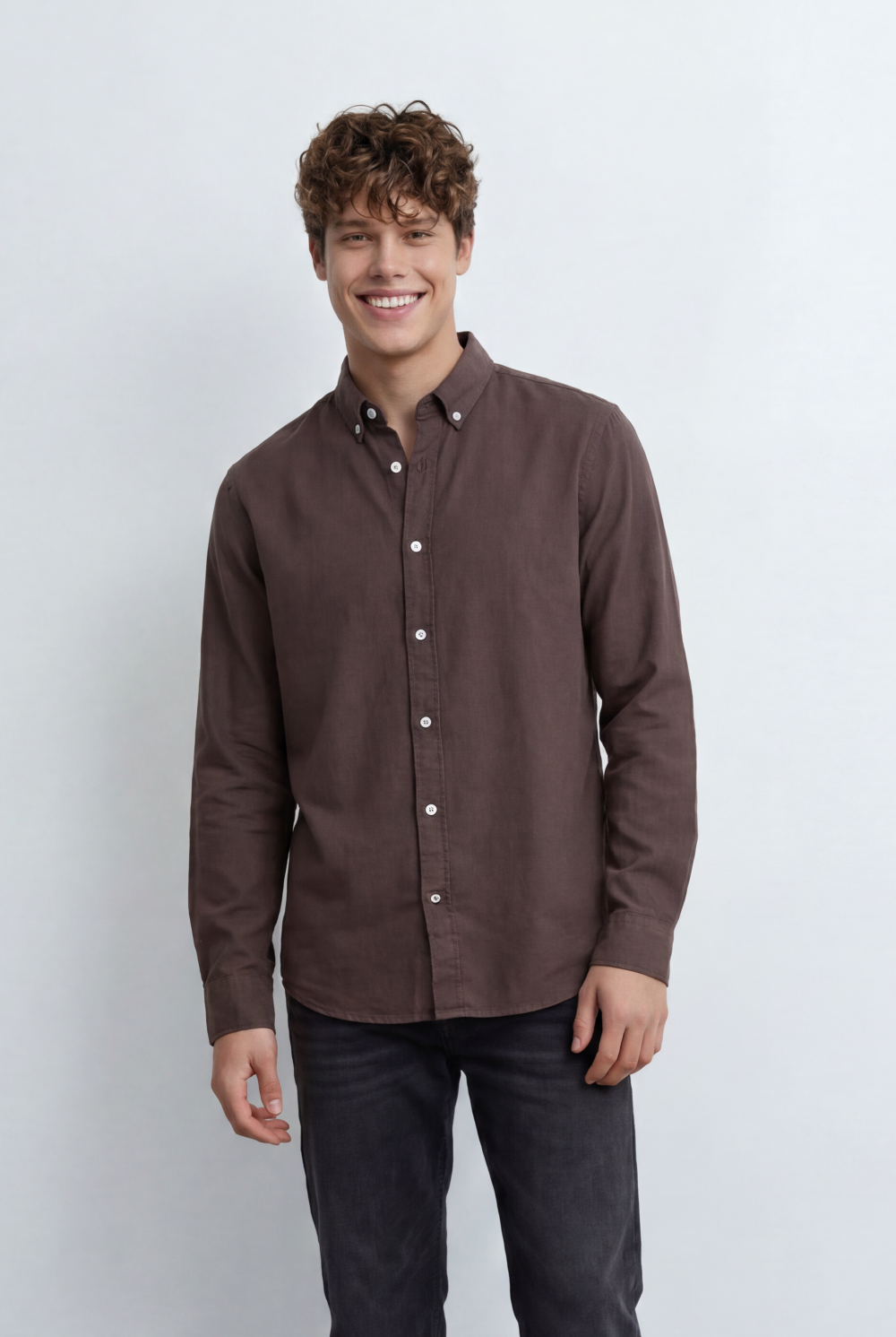 Men’s Regular Fit Shirt Button Down Collar Long Sleeves Tailored Crafted From Breathable Fabric