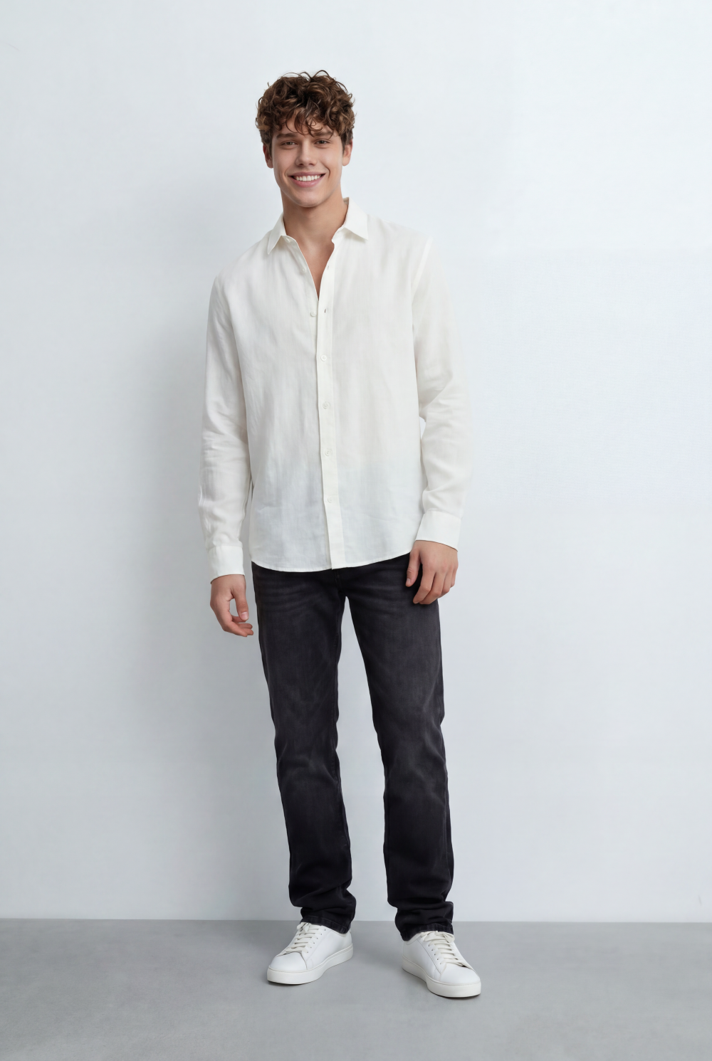 Men’s Regular Fit Shirt Button Down Collar Long Sleeves Tailored Crafted From Breathable Fabric
