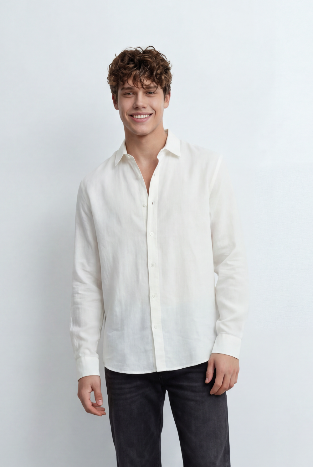 Men’s Regular Fit Shirt Button Down Collar Long Sleeves Tailored Crafted From Breathable Fabric