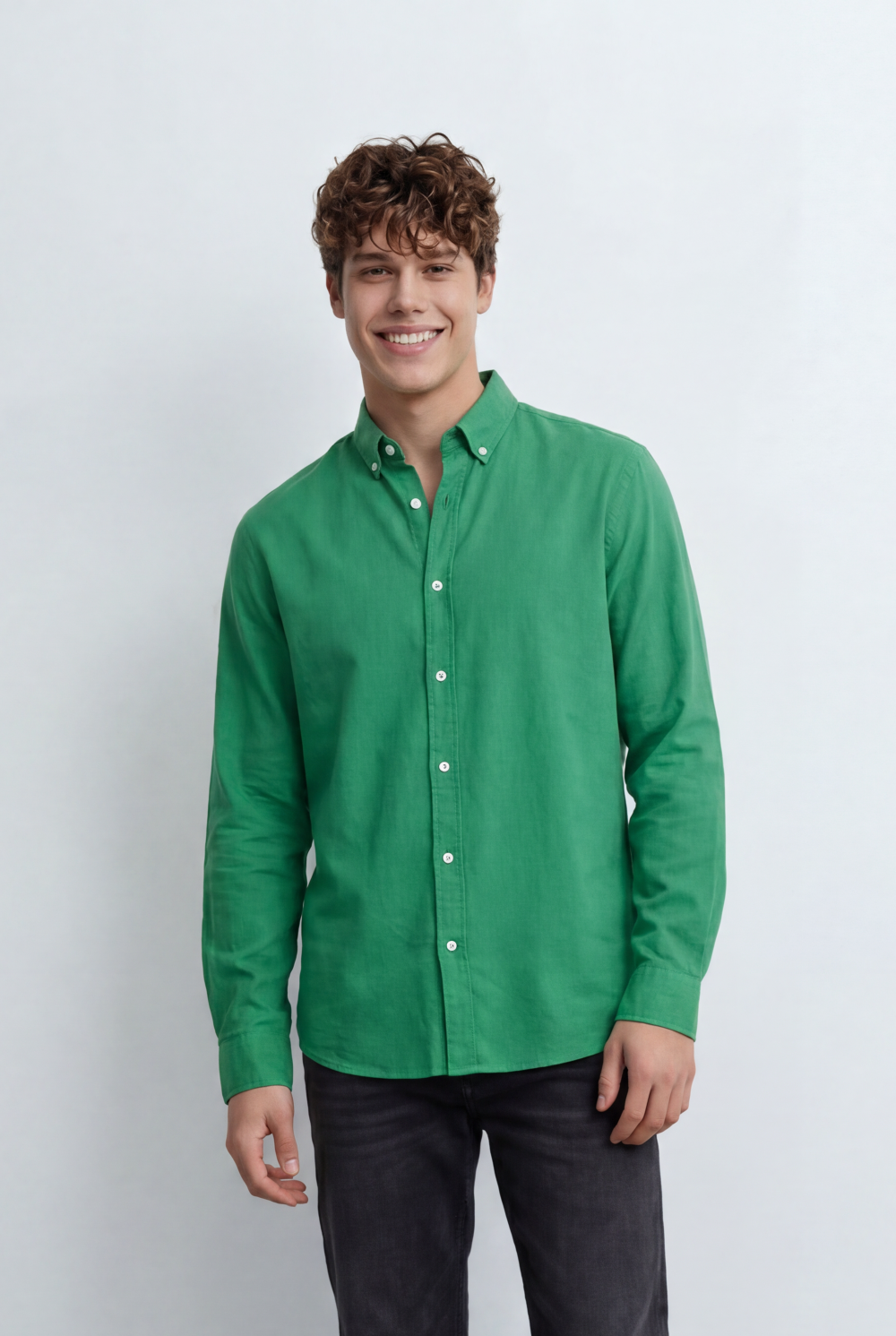 Men’s Regular Fit Shirt Button Down Collar Long Sleeves Tailored Crafted From Breathable Fabric