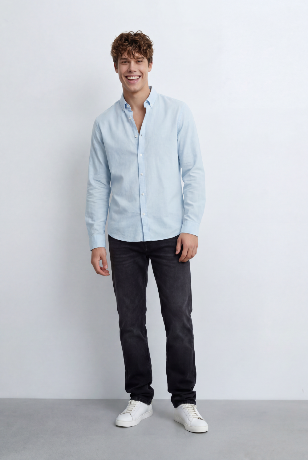 Men’s Regular Fit Shirt Button Down Collar Long Sleeves Tailored Crafted From Breathable Fabric