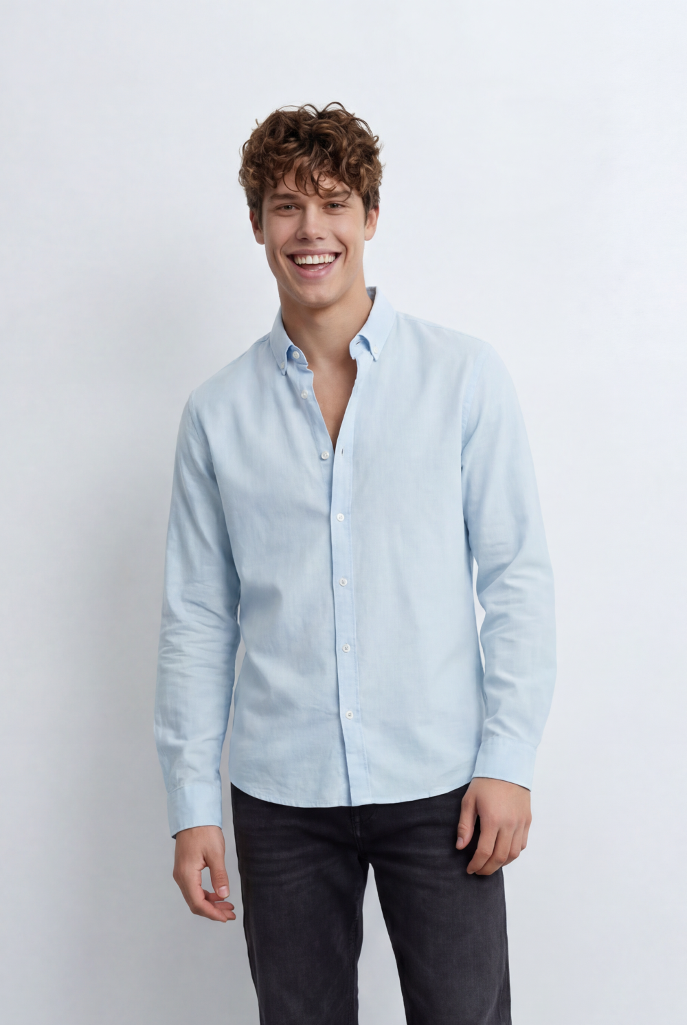 Men’s Regular Fit Shirt Button Down Collar Long Sleeves Tailored Crafted From Breathable Fabric