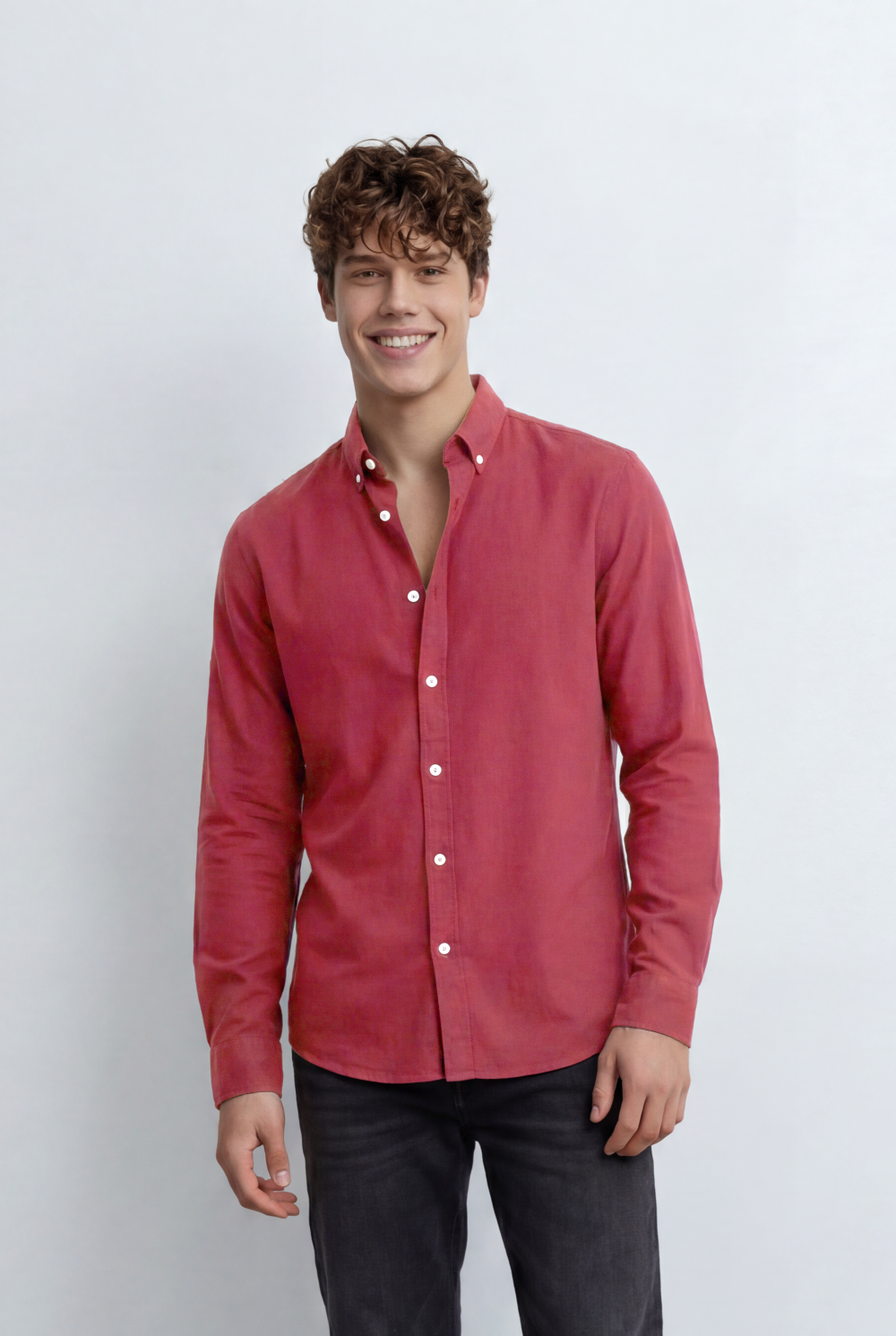 Men’s Regular Fit Shirt Button Down Collar Long Sleeves Tailored Crafted From Breathable Fabric