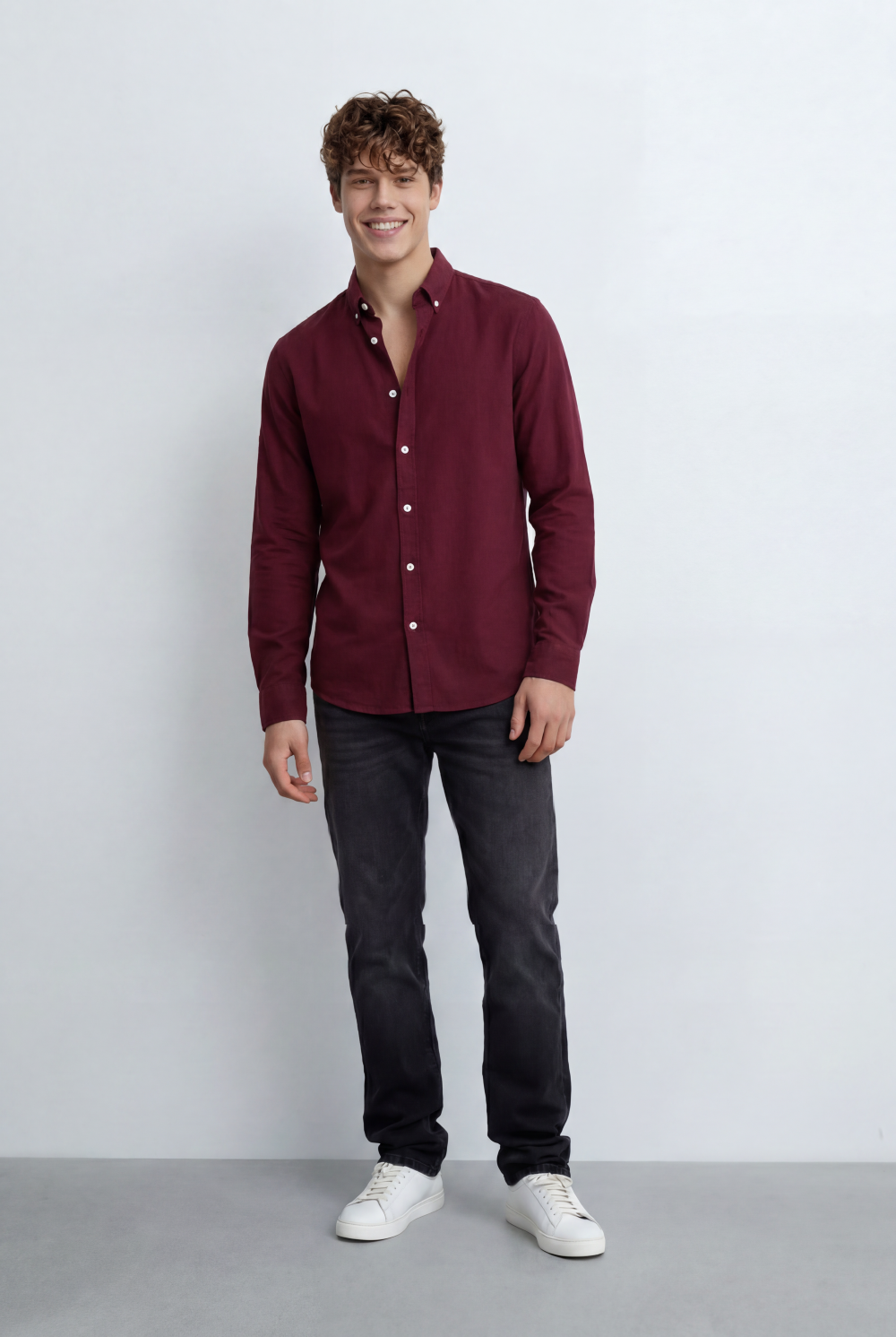Men’s Regular Fit Shirt Button Down Collar Long Sleeves Tailored Crafted From Breathable Fabric