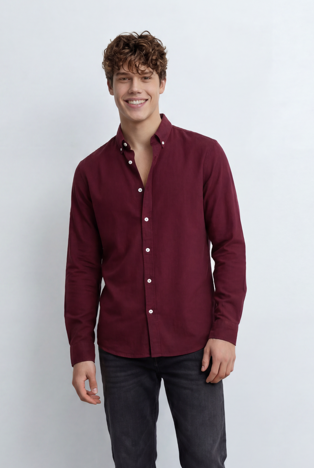 Men’s Regular Fit Shirt Button Down Collar Long Sleeves Tailored Crafted From Breathable Fabric