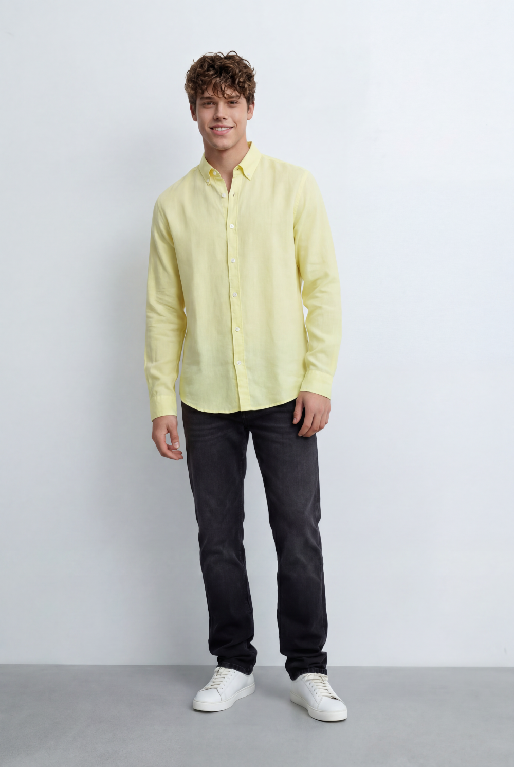Men’s Regular Fit Shirt Button Down Collar Long Sleeves Tailored Crafted From Breathable Fabric
