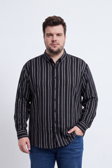 Men's Tomato Store Striped Big Size Shirt Vertical Pinstripe Design Button-Down Collar Long Sleeve