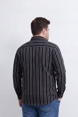 Men's Tomato Store Striped Big Size Shirt Vertical Pinstripe Design Button-Down Collar Long Sleeve
